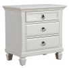 28" White Wood Three Drawer Nightstand