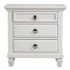 28" White Wood Three Drawer Nightstand