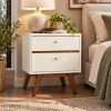 26" White Two Drawer Wood Nightstand