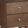26" Brown Solid Wood and Wood Two Drawer Nightstand