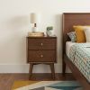 26" Brown Solid Wood and Wood Two Drawer Nightstand