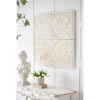 Set of Four White Wood Square Framed Art
