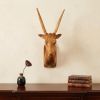 28" Brown Solid Wood Elk Head Hanging Dimensional Sculpture