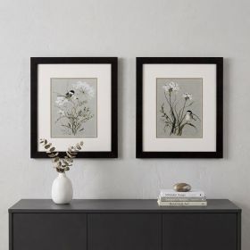 Set of Two Babybreaths and Birds Wall Art