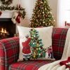 Ivory Vintage Santa and Penguin Christmas Throw Pillow