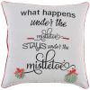 20" Gray Christmas Cotton Throw Pillow with Embroidery
