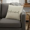 Black Taupe Canvas Redeemed Throw Pillow