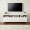 64" White Mahogany Solid Wood Open Shelving TV Stand