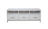 64" White Mahogany Solid Wood Open Shelving TV Stand