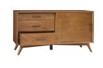 50" Mahogany Solid Wood Enclosed and Open Storage TV Stand