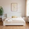 Moma White Wood Platform Queen Bed With Two Nightstands