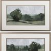 Set of Two Green Trees Framed Art