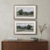 Set of Two Green Trees Framed Art
