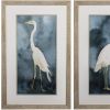 Set of Two Teal Blue Heron Framed Art