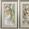 Set of Two Blue Leaves Framed Art