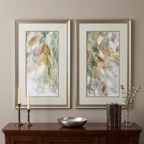 Set of Two Blue Leaves Framed Art
