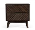 24" Solid Wood and Wood Two Drawer Nightstand