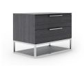 22" Gray Two Drawers Solid Wood Nightstand