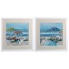 Set of Two Blue Day At The Beach Square Framed Art