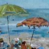 Set of Two Blue Day At The Beach Square Framed Art