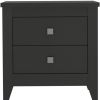 24" Black Wood Two Drawer Nightstand
