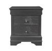 24" Gray Wood Shagreen Two Drawer Nightstand