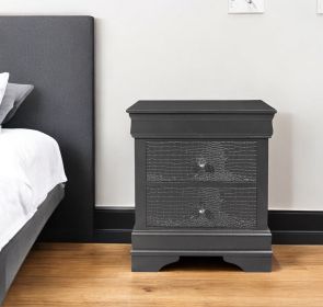 24" Gray Wood Shagreen Two Drawer Nightstand