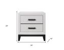 25" White Wood Two Drawer Nightstand