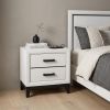 25" White Wood Two Drawer Nightstand