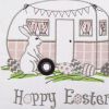 17" Pink And White Easter Bunny Plaid Throw Pillow with Embroidery