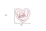 16" X 15" Rose and White Heart Love Valentines Day Heart Throw Pillow with Embroidery