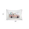 13" X 20" Pink and White Easter Egg Hunt Throw Pillow