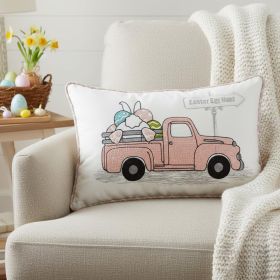 13" X 20" Pink and White Easter Egg Hunt Throw Pillow