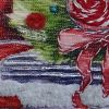 20" X 20" Green And Red Zippered Handmade Cotton Blend Christmas Holiday Van Throw Pillow With Pom Poms
