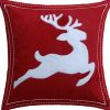 20" X 20" Red Deer Zippered Cotton Blend Christmas Reindeer Throw Pillow