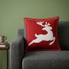 20" X 20" Red Deer Zippered Cotton Blend Christmas Reindeer Throw Pillow