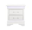 24" White Wood Lighted Two Drawer Nightstand
