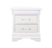24" White Wood Lighted Two Drawer Nightstand