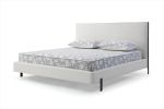 White Wood And Faux Leather King Bed Frame With USB