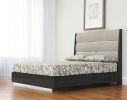 Queen Dark Grey High Gloss Bed Frame with Faux Leather Headboard