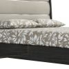 Queen Dark Grey High Gloss Bed Frame with Faux Leather Headboard