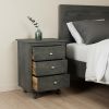 30" Gray Three Drawer Nightstand