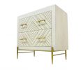 28" White Solid Wood Two Drawer Nightstand
