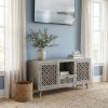 55" Gray Solid Wood Cabinet Enclosed Storage Worn TV Stand
