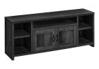 59" Black Cabinet Enclosed Storage TV Stand
