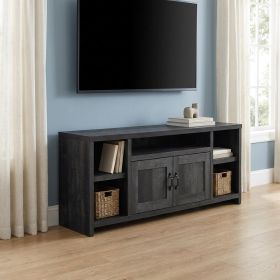 59" Black Cabinet Enclosed Storage TV Stand