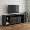 59" Black Cabinet Enclosed Storage TV Stand