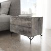 21" Gray Iron and Wood Two Drawer Nightstand