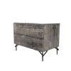 21" Gray Iron and Wood Two Drawer Nightstand