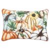 14" X 20" Ivory And Orange Pumpkins Cotton Throw Pillow with Embroidery